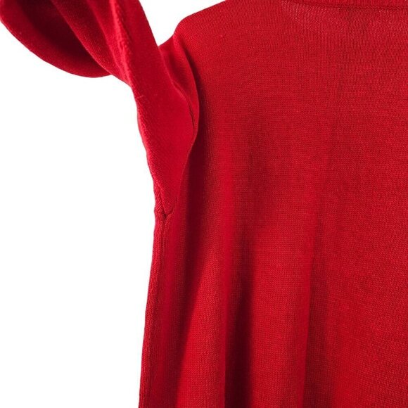 Victoria Jones Red Crewneck Sweater Womens L Gold Beading Cotton Knit 80s - Picture 8 of 9